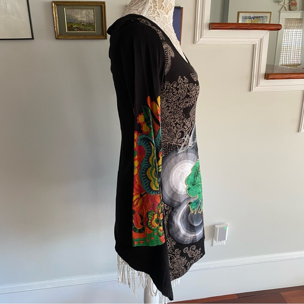 DESIGUAL Black Print Tunic Medium - Picture 5 of 8